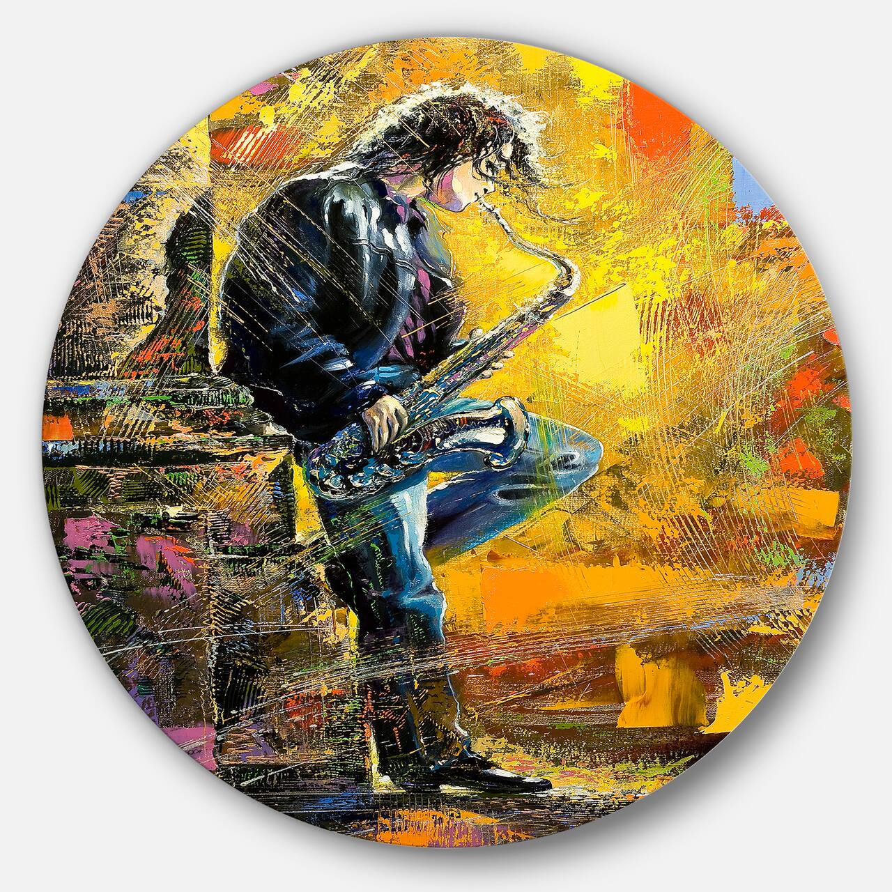 Designart - Man with Saxophone' Contemporary Metal Artwork